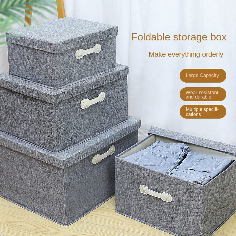 Title 3, Clothes Storage Box Fabric Cotton Linen Drawer ...