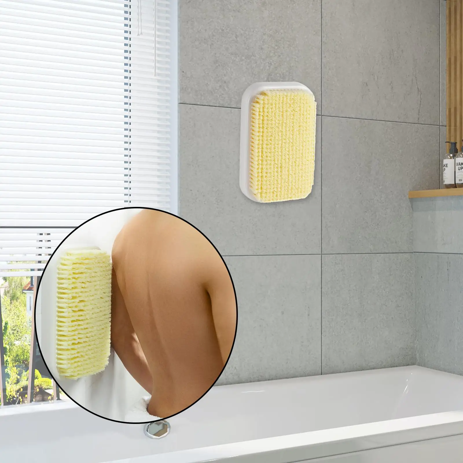 Back Brush Wall Mount Portable Yellow Soft Fittings Cleaning Tool for Travel