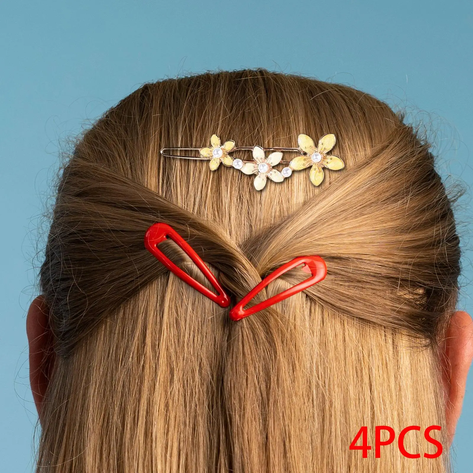 4Pcs Enamel Flower Hair Clips Hair Jewelry Headwear Gift Hair Pins for Party