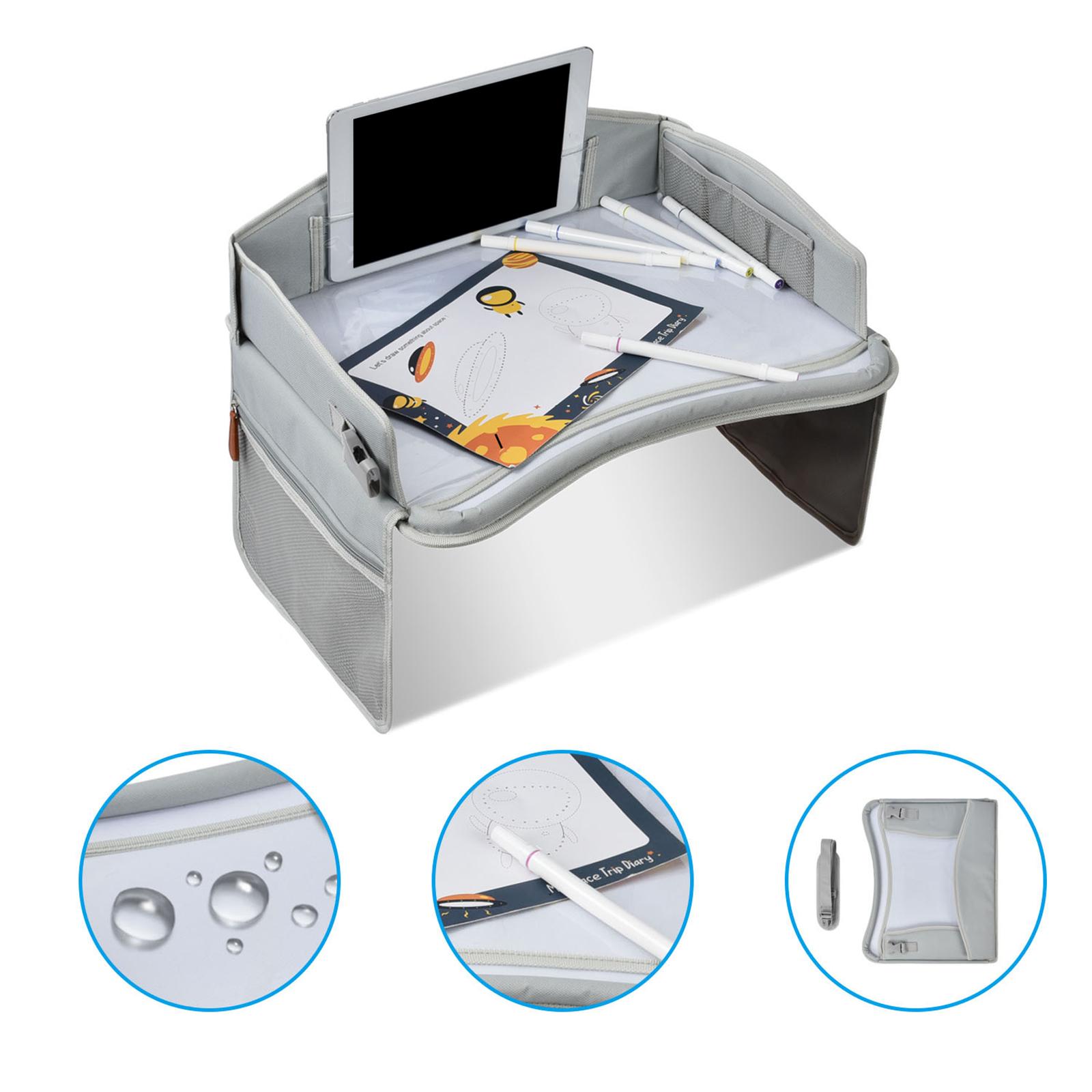  Tray, Waterproof with Multi Pockets Toy Storage Bag  Tray Car Rear Seat Tray, for Travel