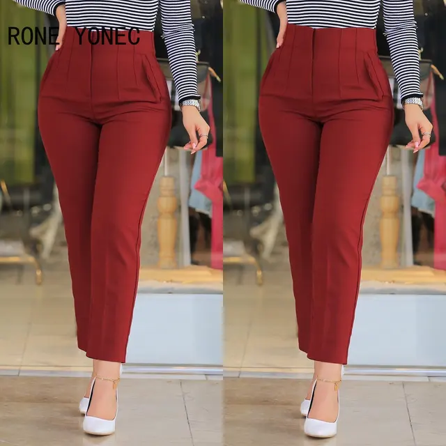 Elegant Work Pants Business Office Lady Pants for Woman 2023 Straight Leg  Black High Waist Cropped All-Match Female Trousers - AliExpress