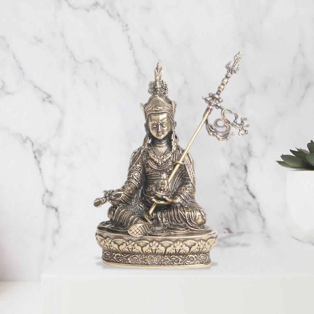 Mini Antique Copper Tibetan Buddha Statue Figurines , Fine Carving , Yoga Zen Decor East Asian Décor Rustic Finish Hand Crafted