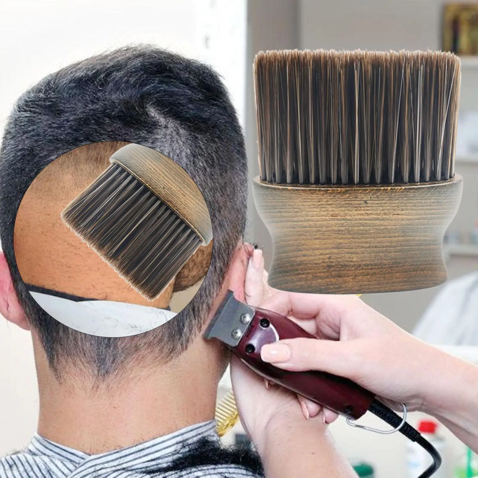 Barber Neck Duster Brush Cleaning Natural Fiber Hairbrush Hair Removal Brush for Salon Hair Sweep Brushes  Standing