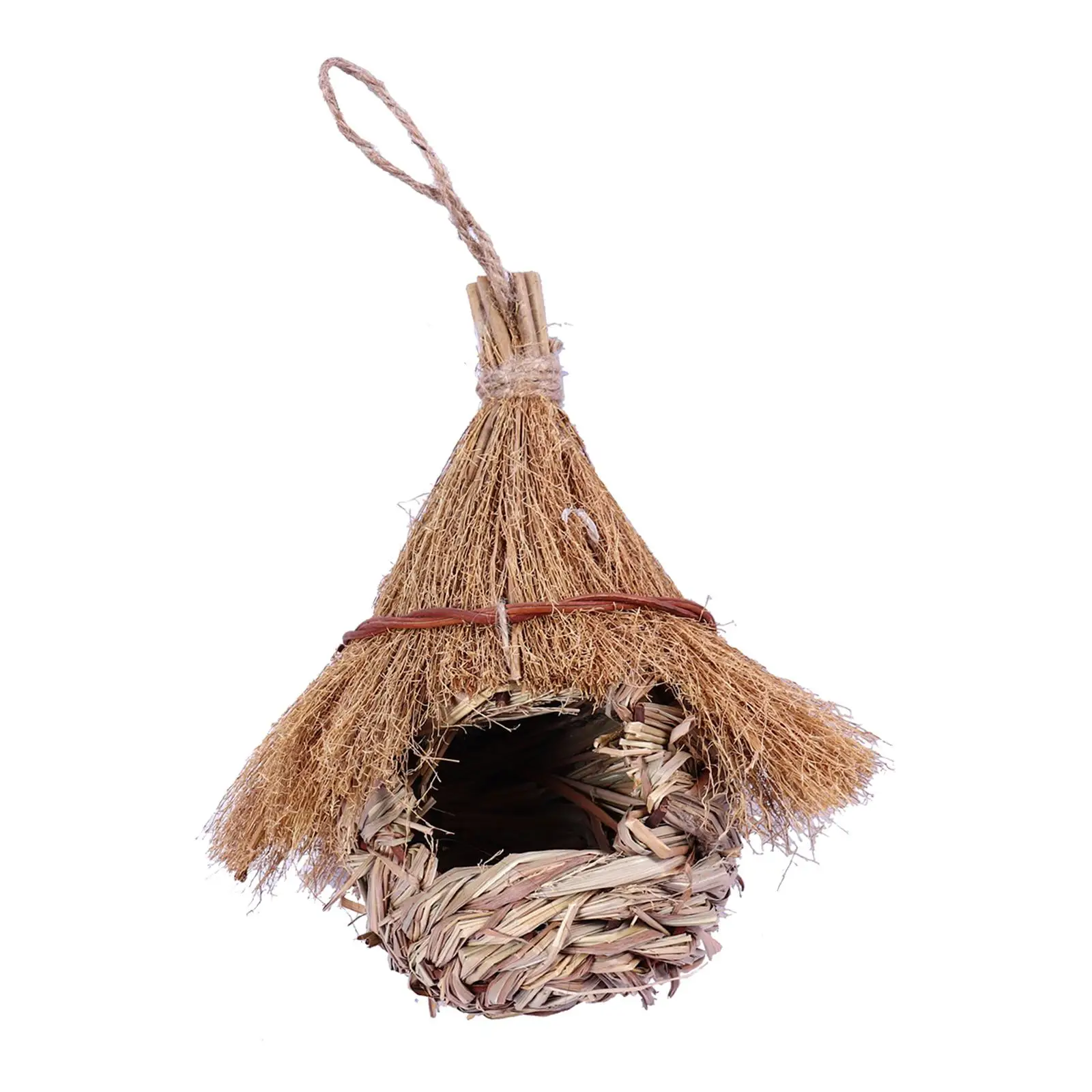 Wren Finch Bird House Grass Birds Hut Hand Woven Bird House Bird House for Indoor Garden Outside Lawn Decor