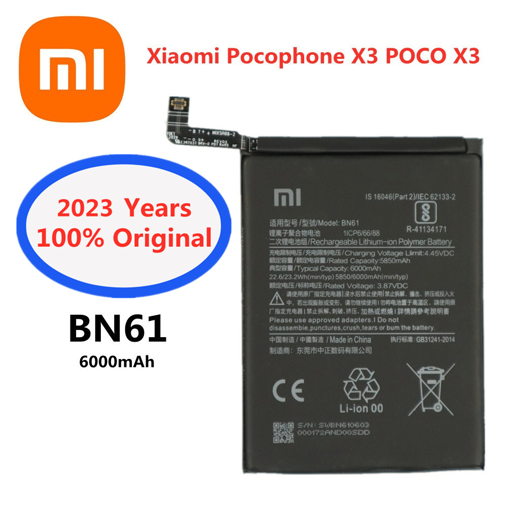 2023 год, высокое качество, оригинальный аккумулятор BN61 6000 мАч для  Xiaomi Pocophone X3 Poco X3, батареи для телефона, телефон с номером  отслеживания | AliExpress