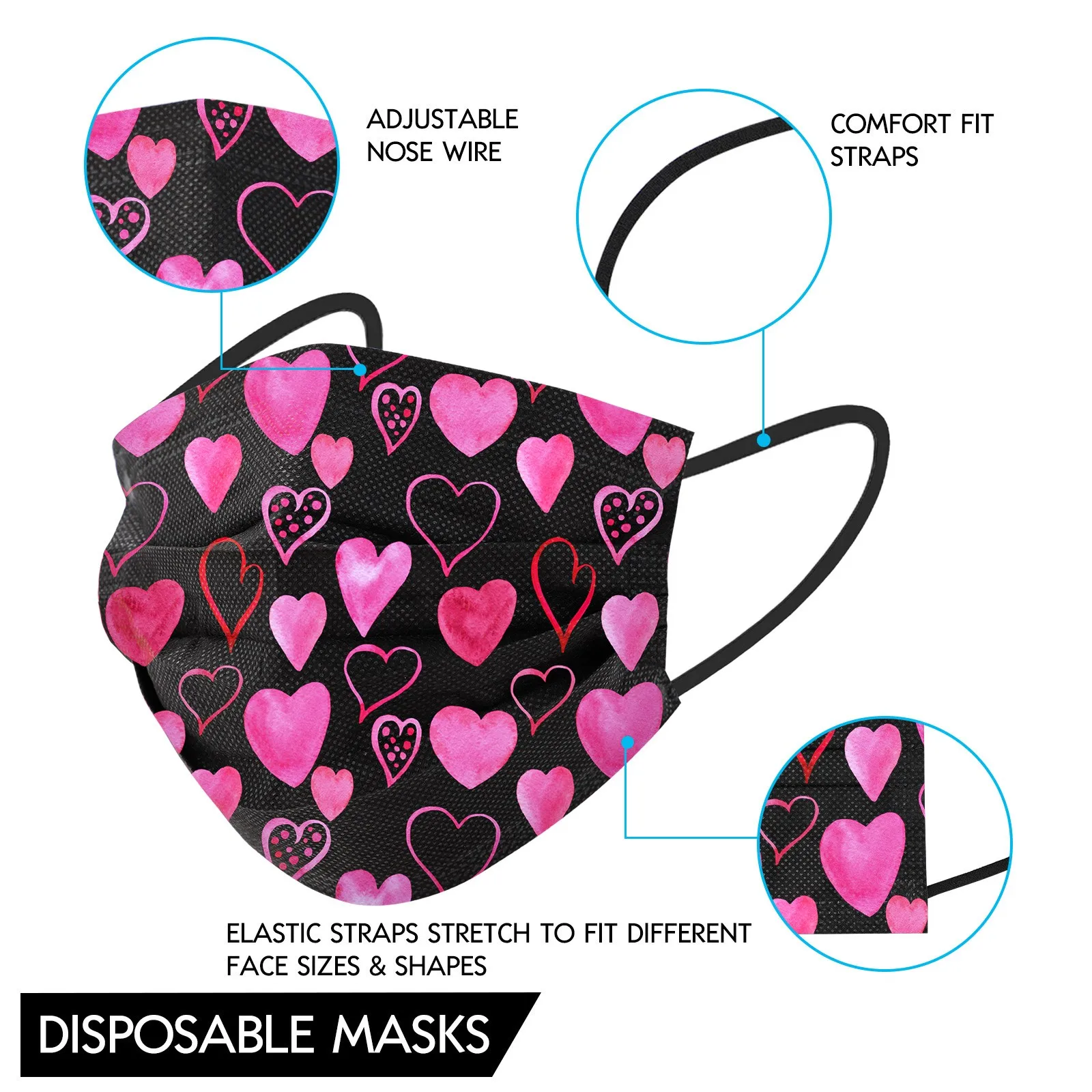 funny couples halloween costumes 10/50pcs Adult's Valentine's Day Love Mask Disposable Protective Face Masks Lover Sweet Heart Print Masks Halloween Cosplay Mask homemade halloween costumes