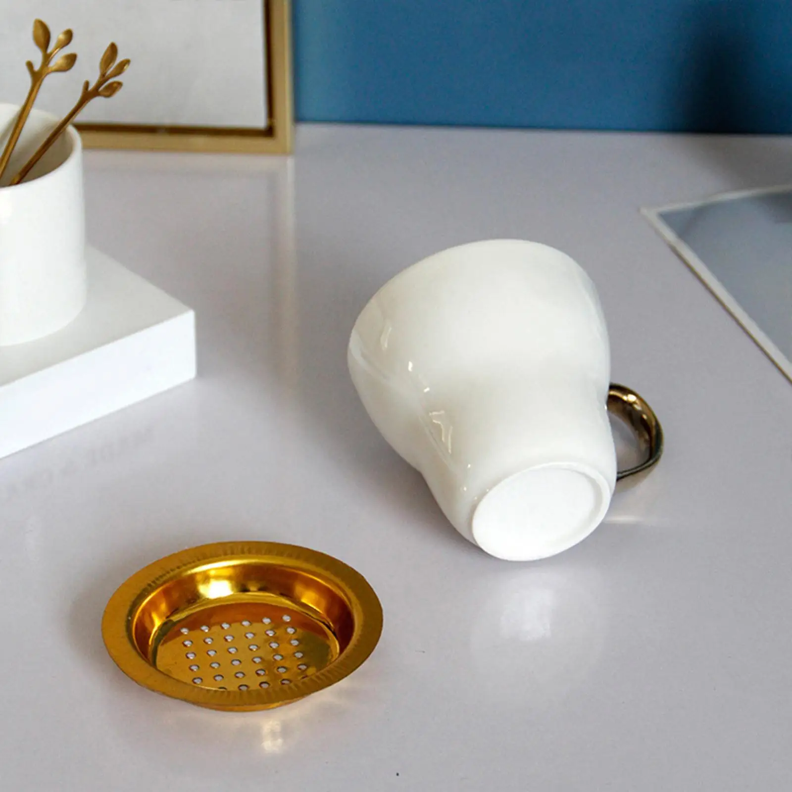 Ceramic Incense Burner with Detachable Ash Cup for Buddha Desktop