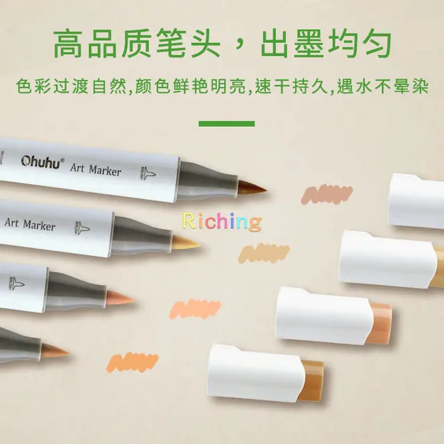 Ohuhu Skin Tone Markers 36-colors + Markers Brush Chisel Tip 60 Colors