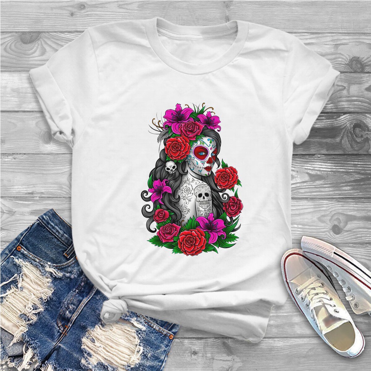 camiseta feminina, camiseta gráfica feminina, Tops de