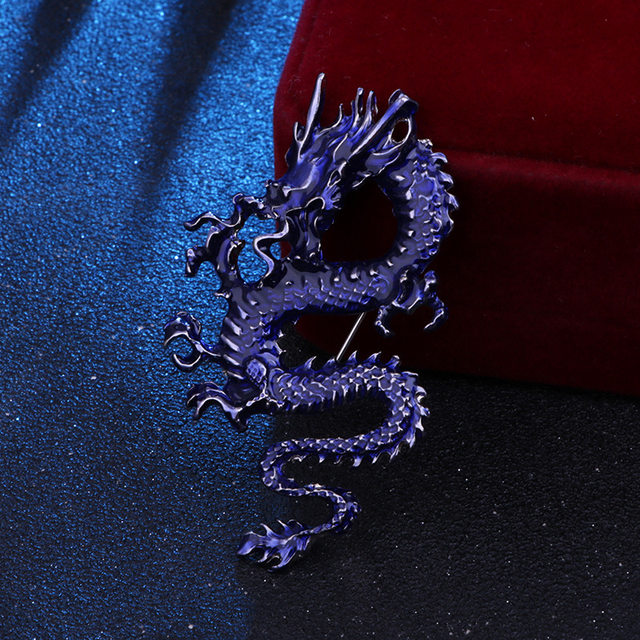 Chinese Dragon deals Head Lapel Pin Hong Kong Chinese Mythology Dragon Tie Pin Tack Silver 3D Design Lanyard Pin Enamel Pin