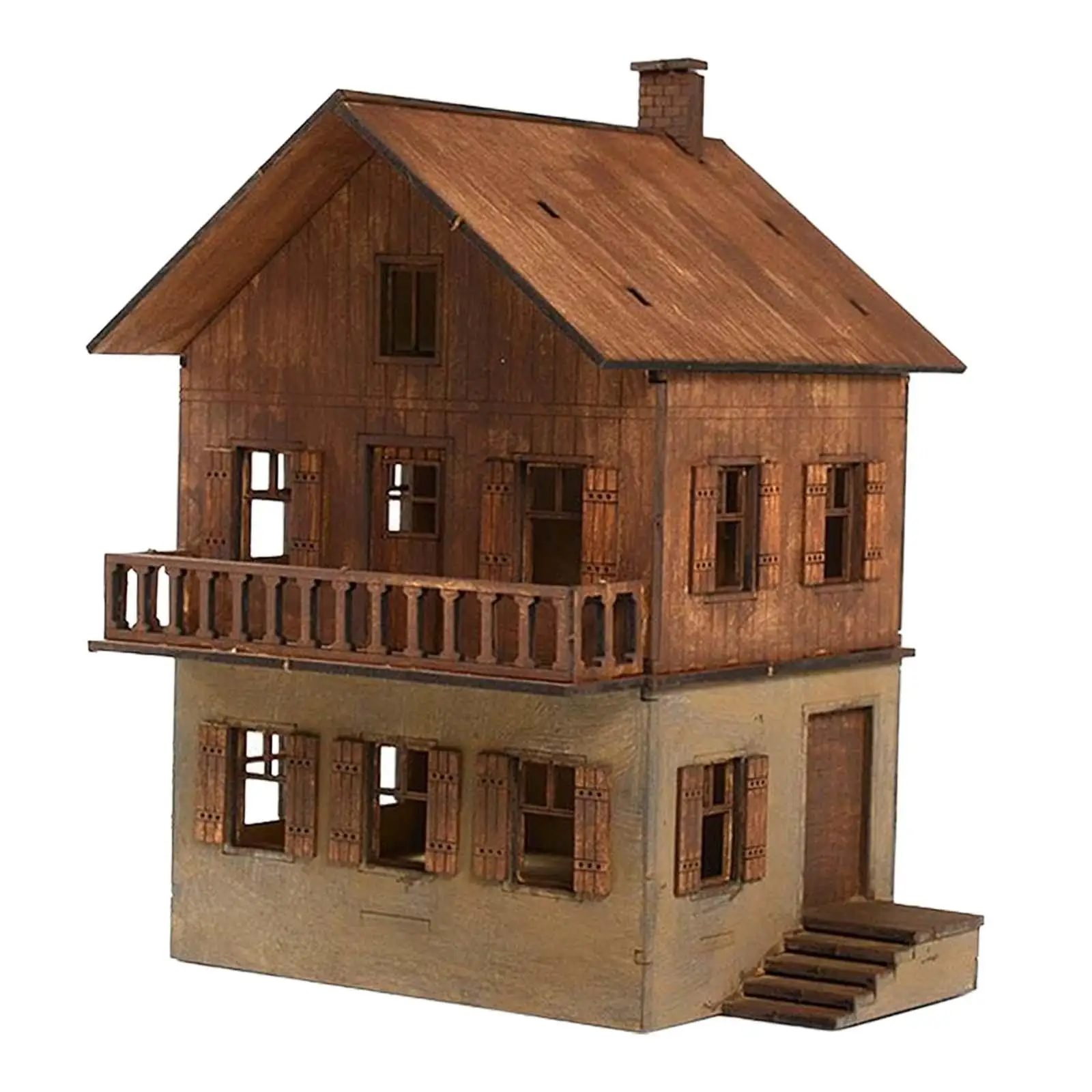 DIY Wooden House Assemble Educational Toys Handmade Wooden Model Kits House Diorama Layout Micro Landscapes Decor Scenery Layout