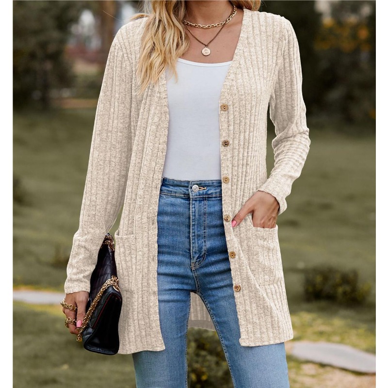 New Women's V-Neck Button Cardigan Jacket