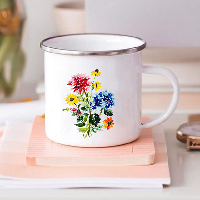 Beauty Novelty Enamel Coffee Cups  Coffee Cups Flower Tea Cups - Novelty Coffee  Cup - Aliexpress