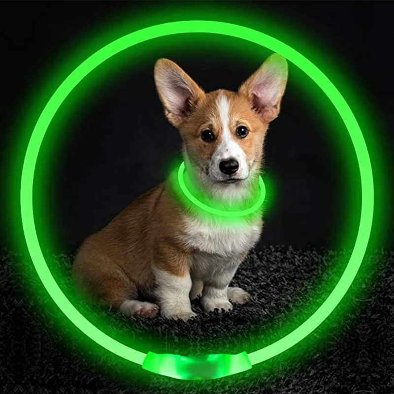 Led Light Dog Collar Detachable Glowing USB Charging Luminous Leash for Big Cat Collar Small Bright Labrador  Pets Dogs Products