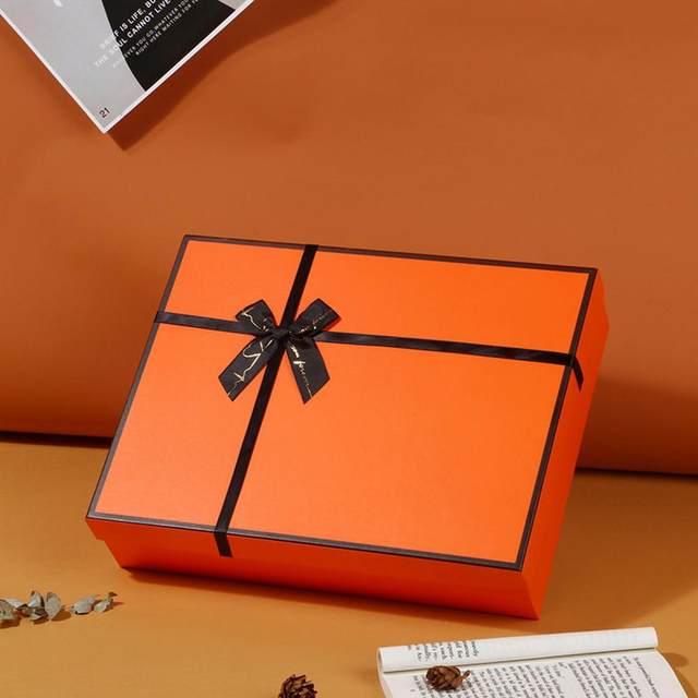  SDHENAILIAN Gift Boxes Gift Box Wrapping Box Orange Box Perfume  Cosmetics Wallet Gift Packaging Box Wedding Birthday Party Gift Bag Paper  (Color : 1pcs Box 1pcs Bag, Size : 15x15x7cm) 