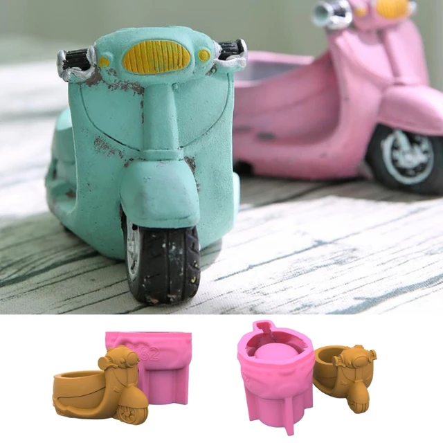 E0BF Motorcycle Pen Holder Flower Pot Silicone Molds Table Ornament Mould  Plaster Making Tool Epoxy Resin Molds Easy to Clean - AliExpress