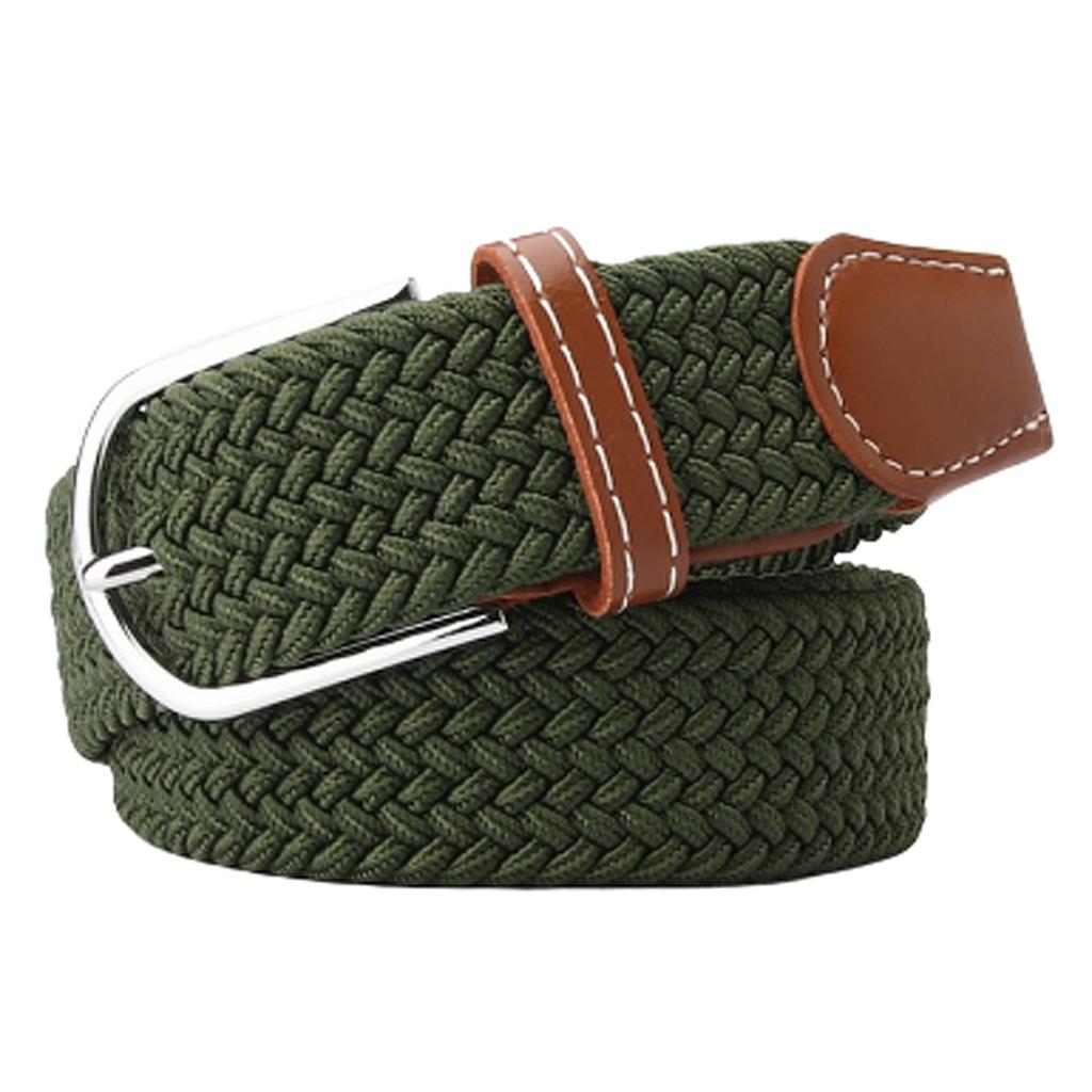 Men Women Knitted Canvas Belt Unisex Web Belt Alloy Buckle Jeans Pants Waistband