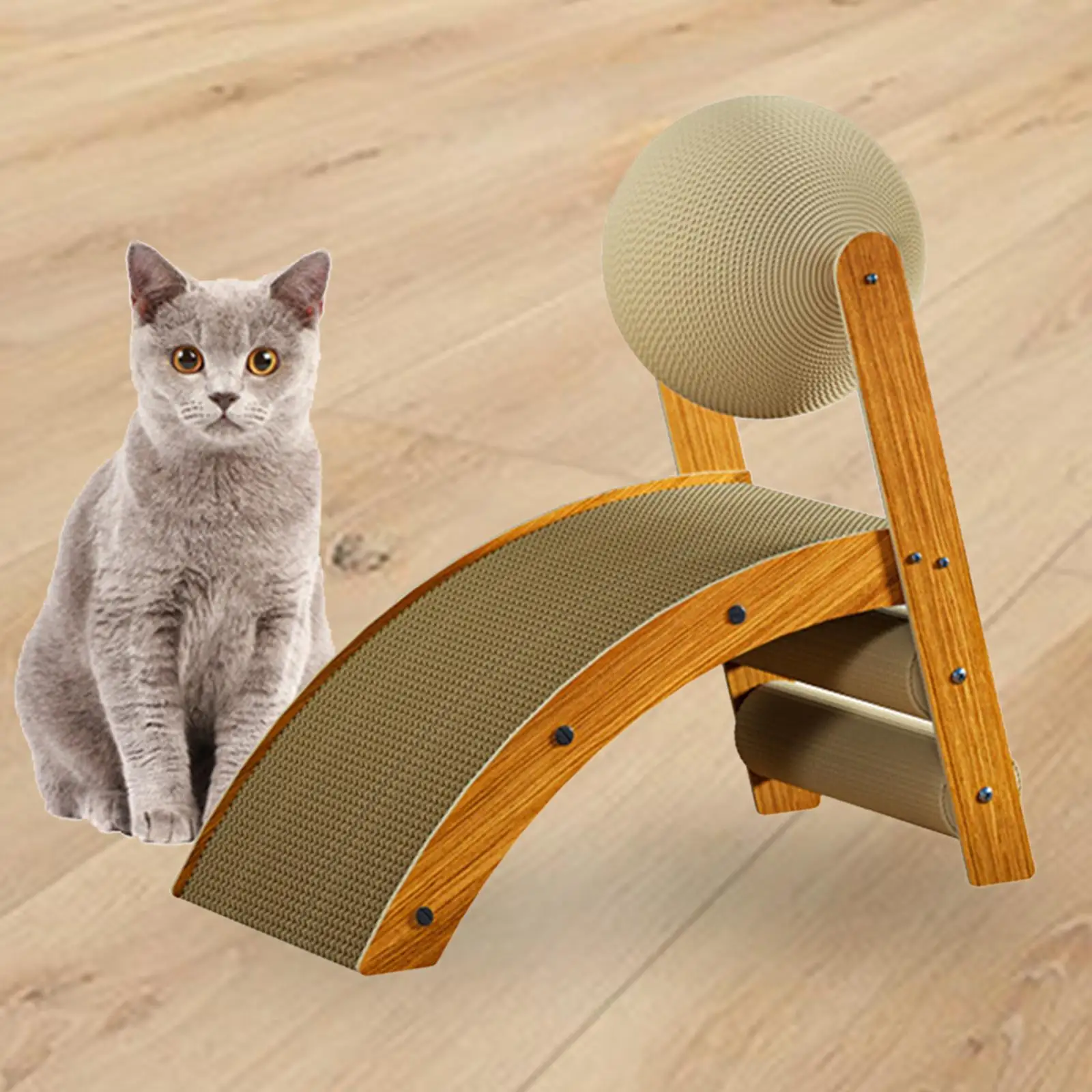 Cardboard Cat Scratcher R Shape Scratching Corrugated Board with with Ball