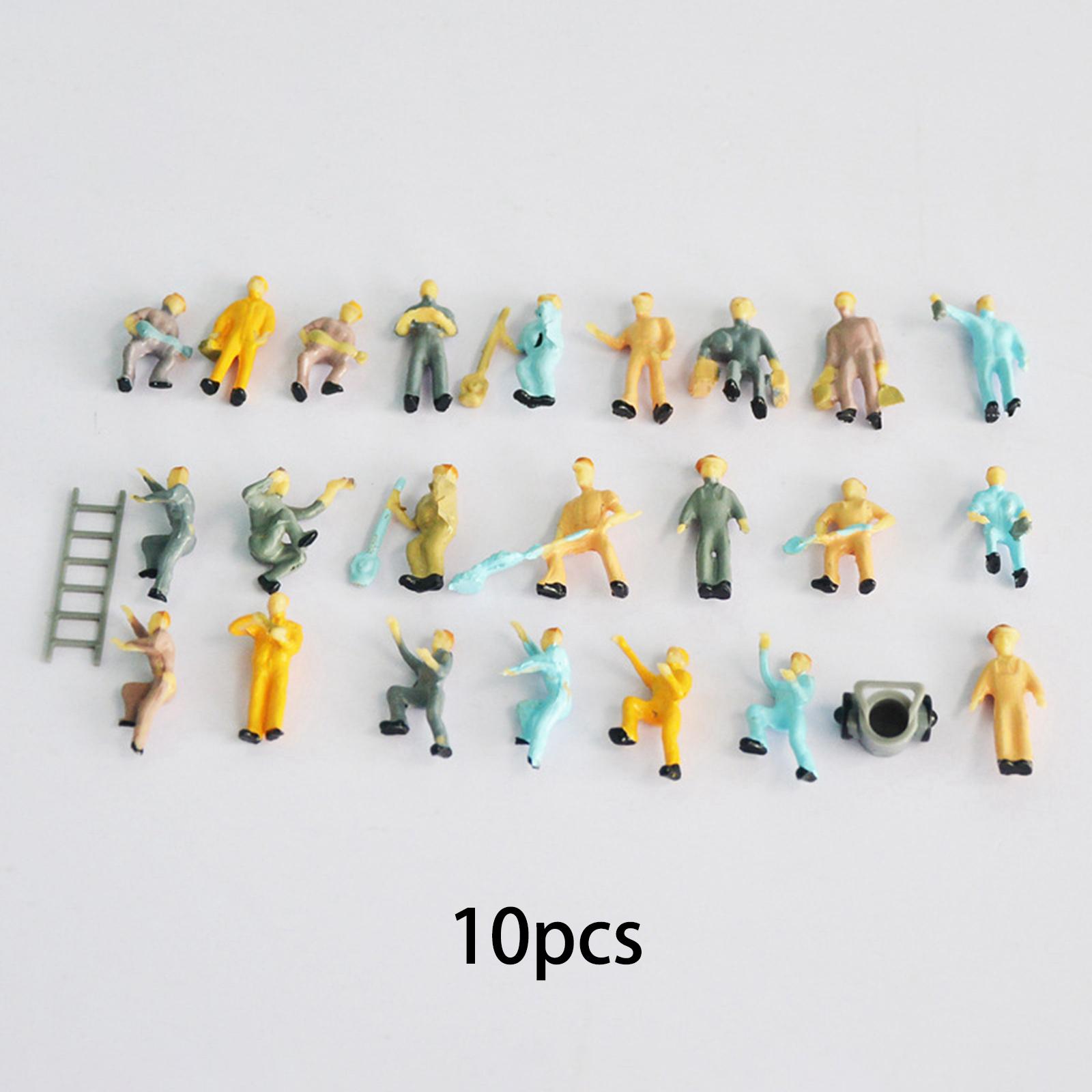 10x 1/43 Mini Railroad Worker Figure Road Diorama Sand Table Scene Ornament