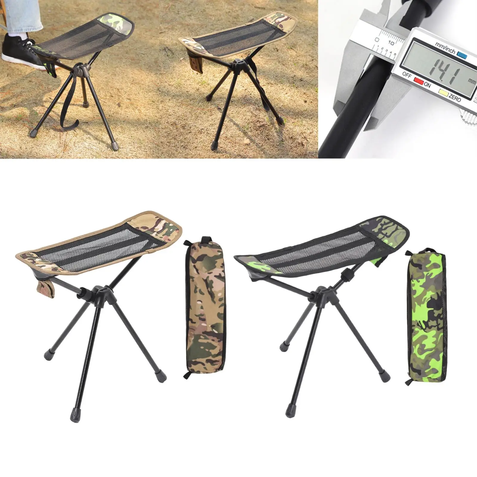 Collapsible Footstool with Storage Bag Foot Rest Folding Chair Detachable