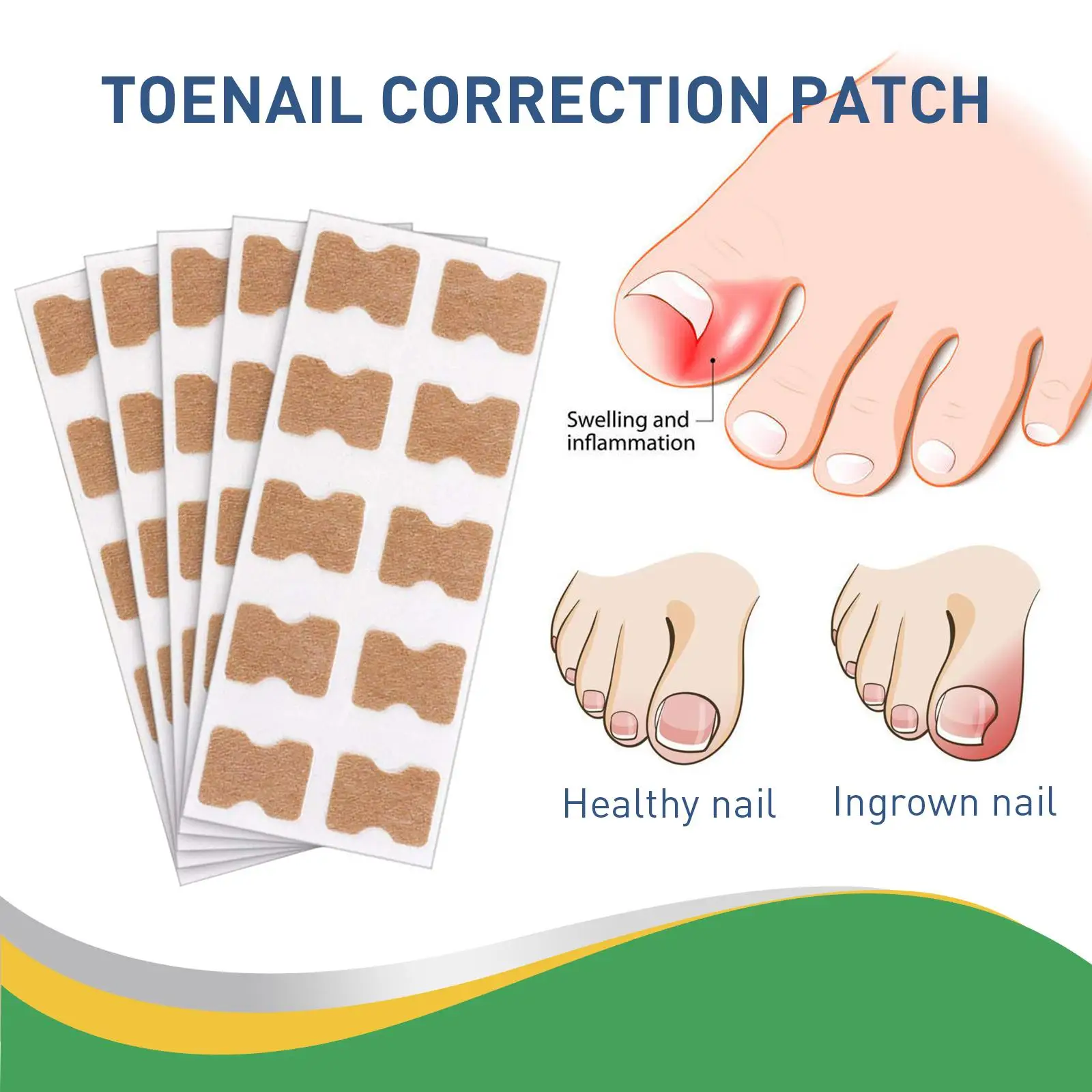 50Pcs Elastic Ingrown Toenail Stick Patch Foot Care Adhesive Toe Nail Treatment Corrector Sticker for Men Women