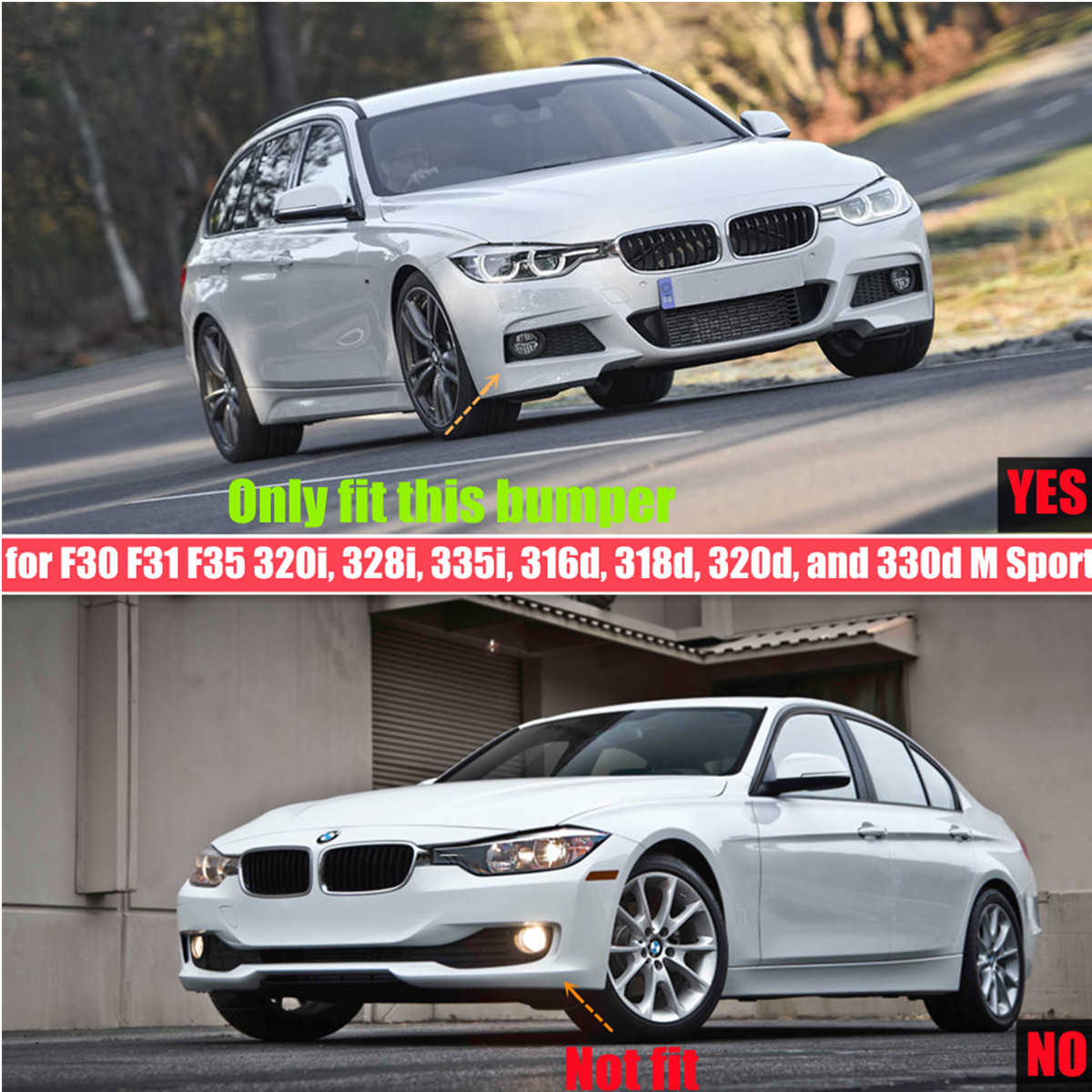 Paar Nebel Licht Lampe Augenbraue Rahmen Abdeckung Für BMW F30 F31 F35 M Sport 2012-2019 Auto Frontschürze lip Splitter Canards Spoiler – Detail 2