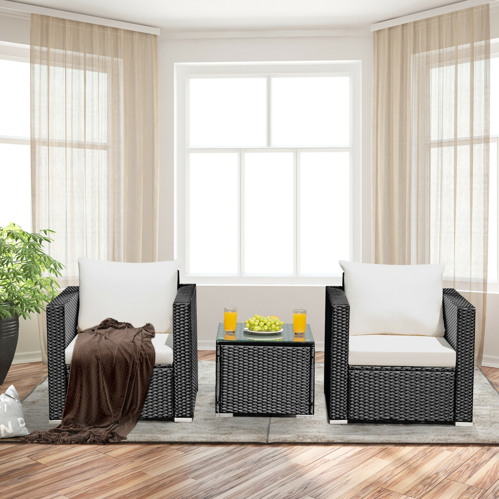 Title 5, Patiojoy 3PCS Patio wicker Furniture Set Conver...