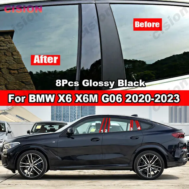 8x Glossy Black Window Door Column Center B C Pillar Post Mirror Effect PC Cover  Trim For BMW X6 X6M G06 2020-2023 Carbon Fiber - AliExpress