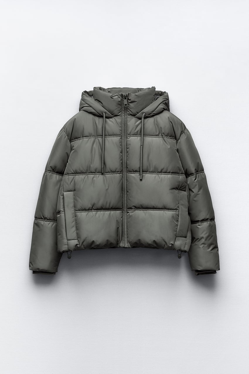 Gesteppte, kurze, dicke Kapuzenjacke für Damen, Winter-Wasser- und Windschutz, verkürzter Anorak, hoher Kragen, lange Ärmel, warmer Mantel_voghion.com