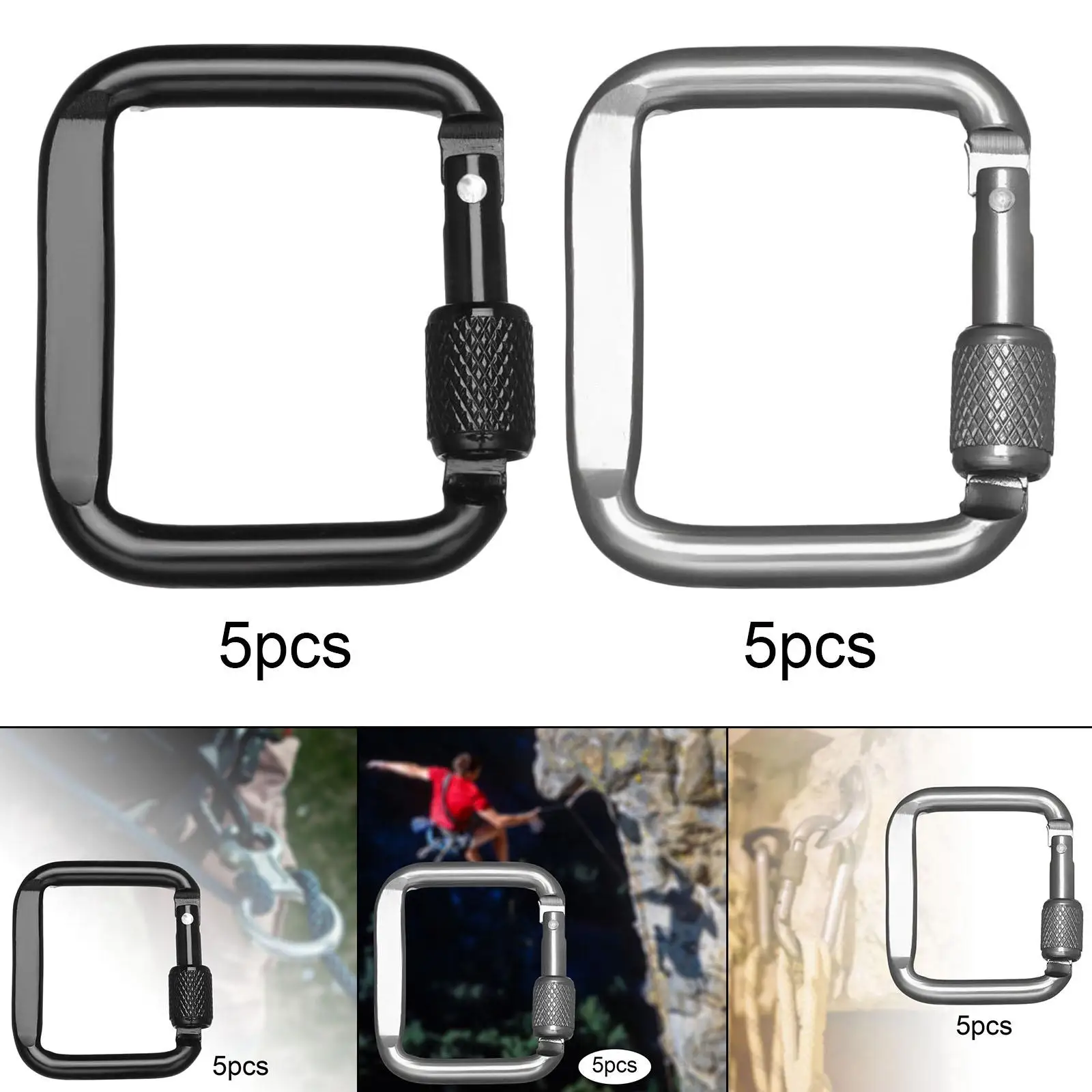 5 Pieces Carabiner Clip Anything for Mountain Travel Camping