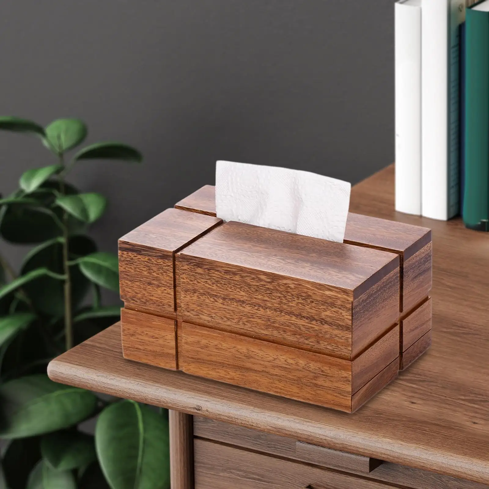 Home Solid Wood Tissue Box Durable Rectangle Paper Storage Box Crafts Facial Tissue Case for Home Kitchen Tables Bathroom Hotel