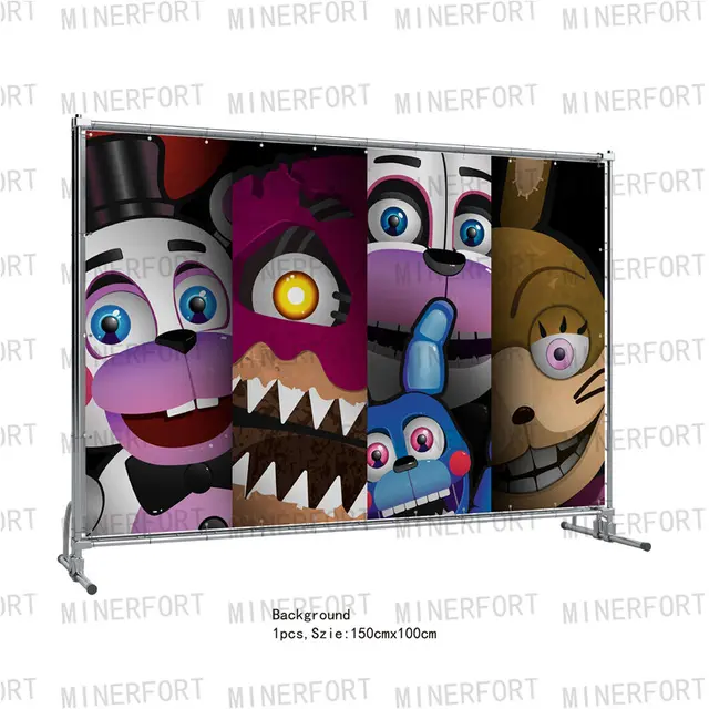 1set Five Night Fred Balloons FNAF Cake Topper Game Toy Fazbear Foxy Bear  Bonnie Happy Birthday Banner Flag Party Decorations