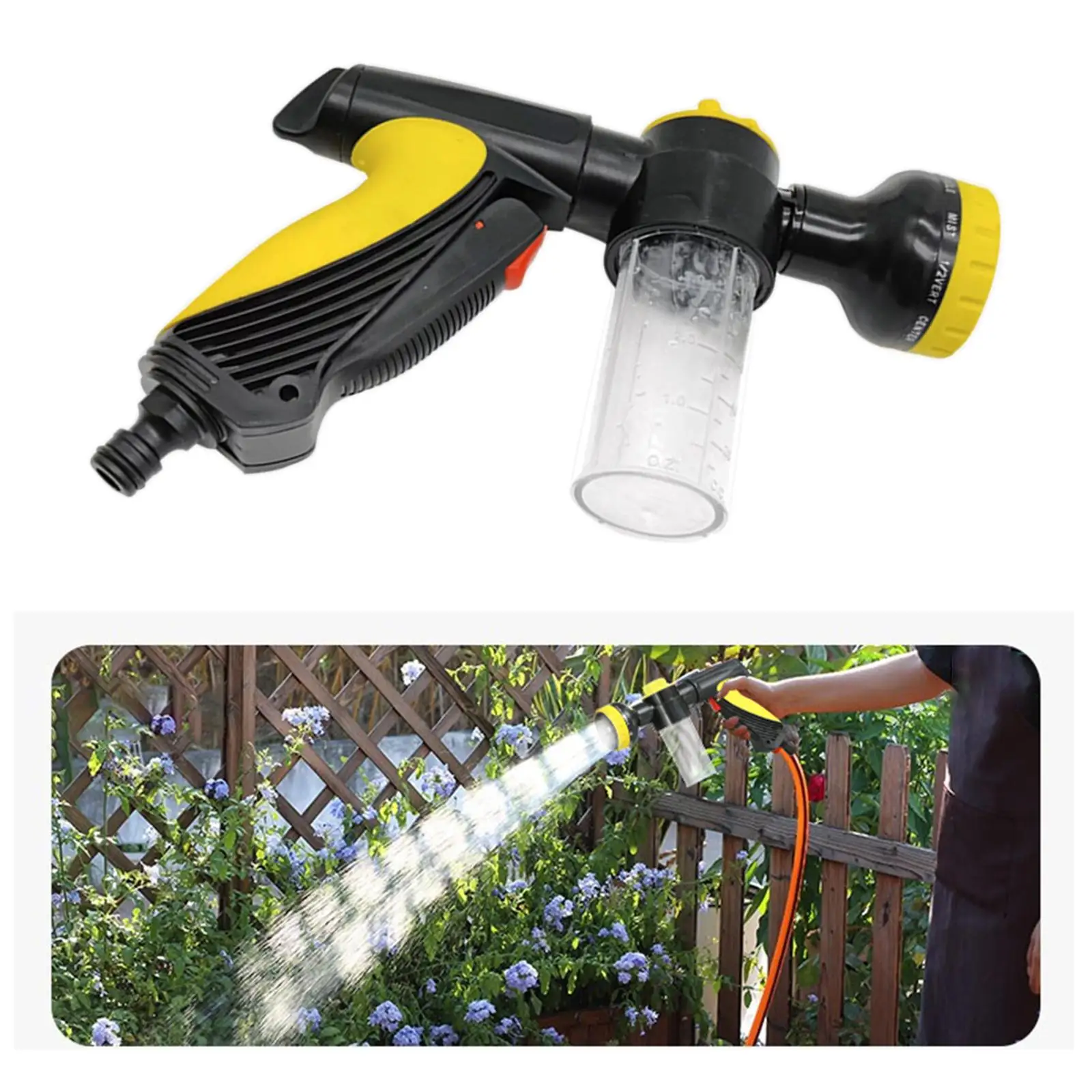 Handheld Car Washing Sprayer Portable 10 Spray Patterns High Pressure Foam Hose Sprayer for Agricultural Irrigation Gardening