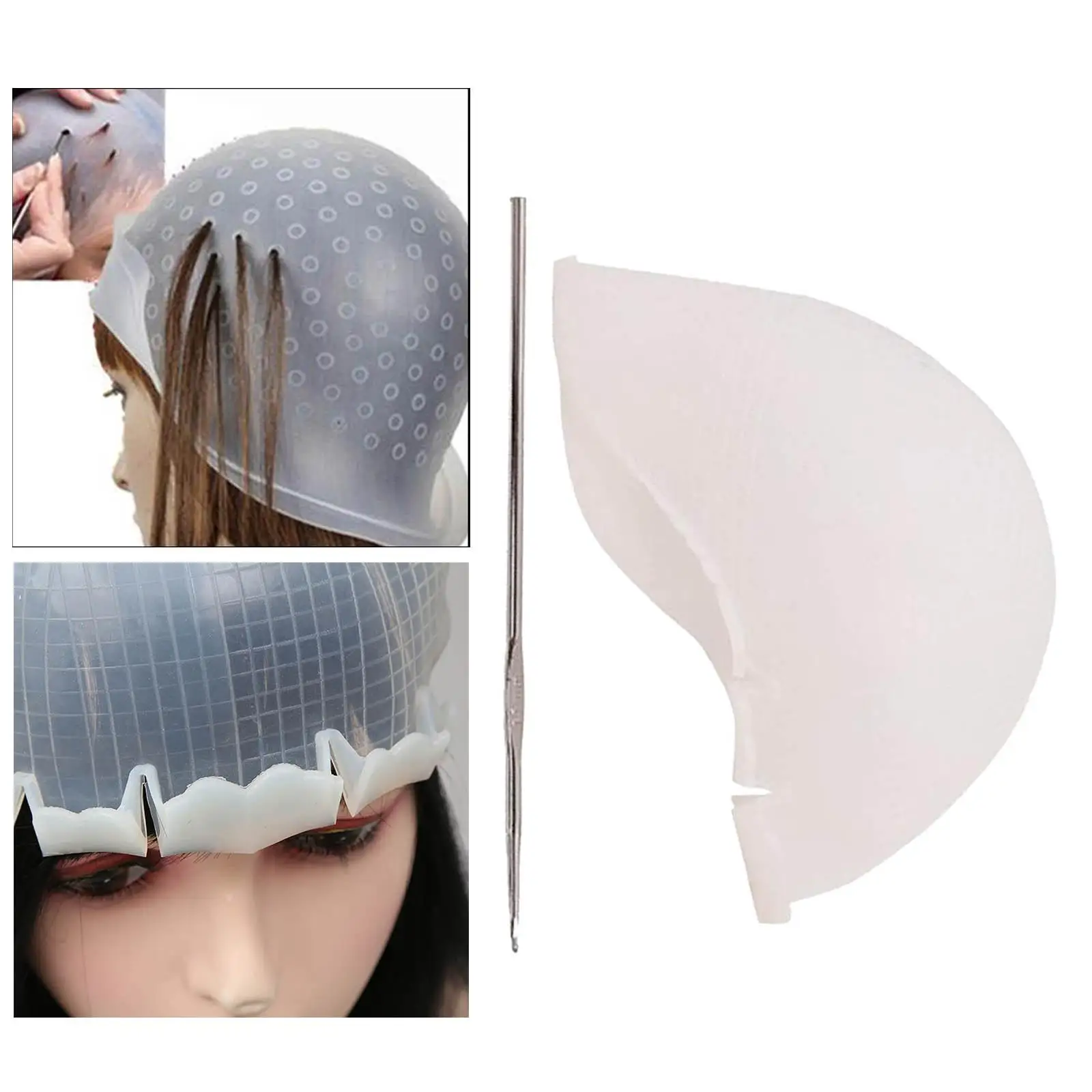 Highlight Hat with Hair Hook Dye Hat Reusable for Tinting Dyeing Hair Salon