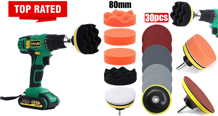 Car Detailing Polishing Disc Waxing Sponge Pad Kit With M10 Drill Adapter Sanding Sandpaper For Polisher Headlight Restoration