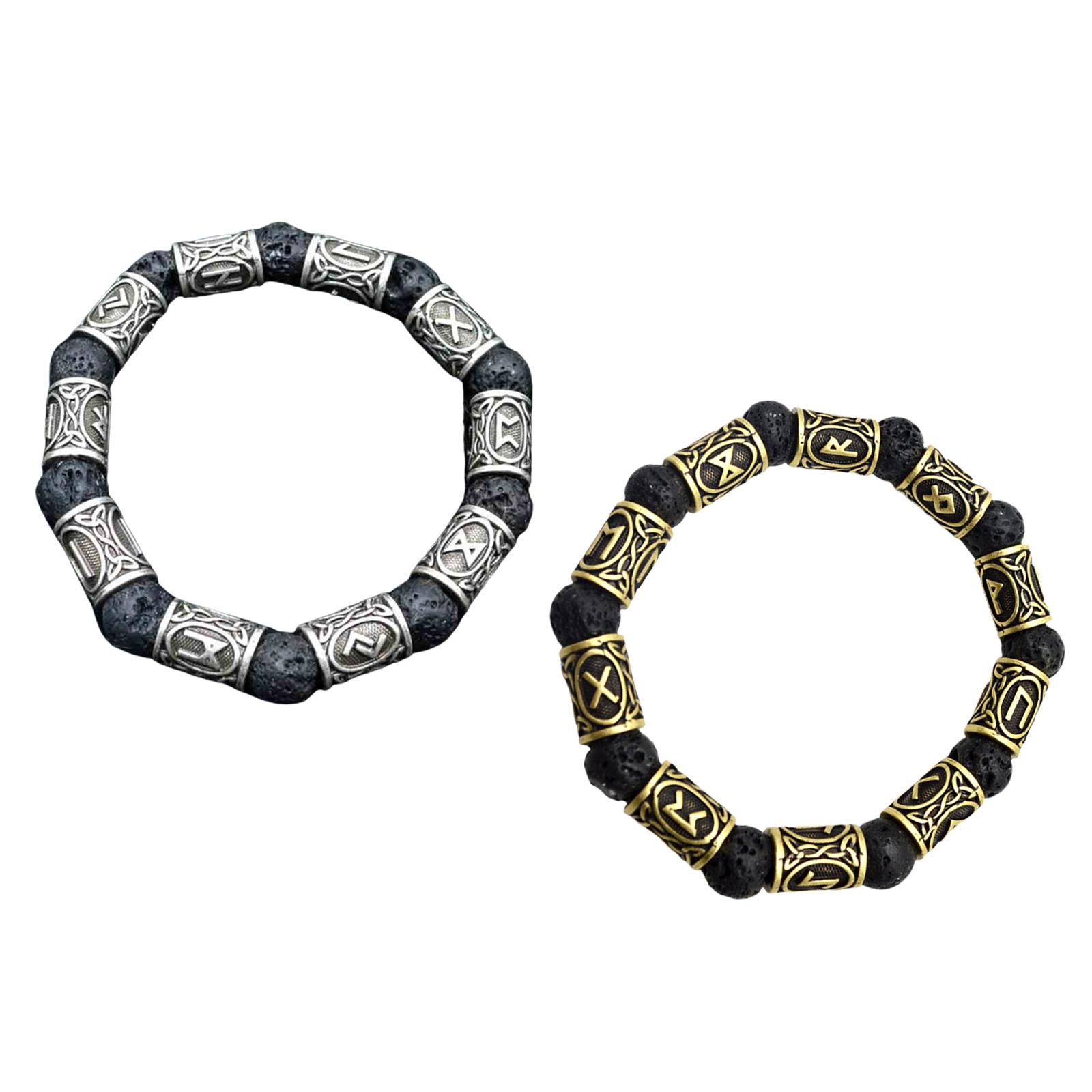 Viking Rune Antique Beads Bracelet  Stone Bangles Accessories for Men