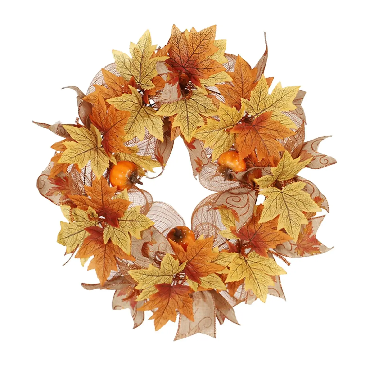 15.75 inch Autumn Wreath Pumpkin Garland for Dinner Party Halloween Decor