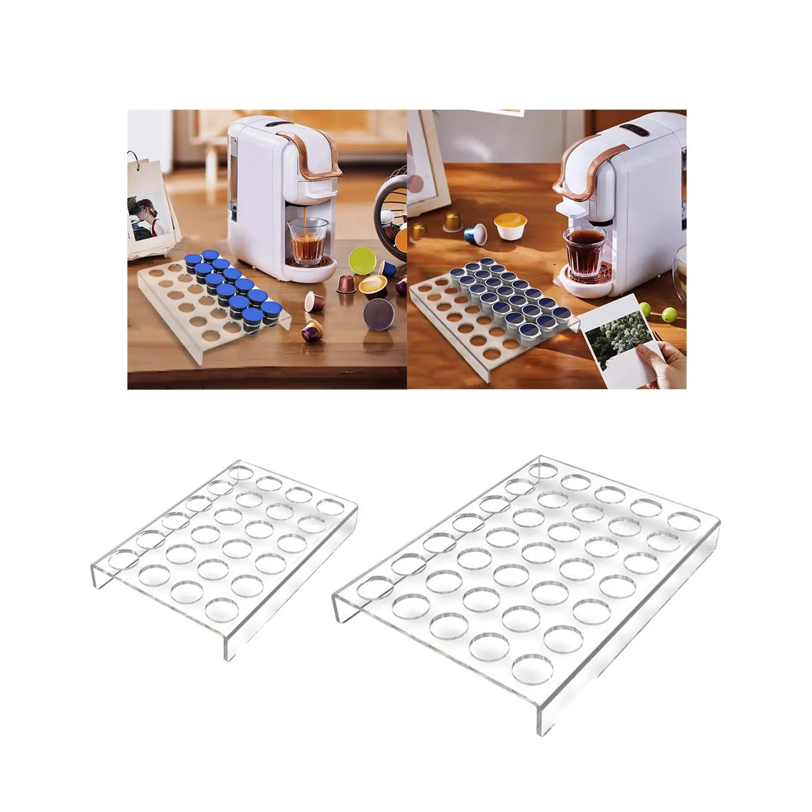 Flat Countertop Coffee Pod Holder Transparent Large Capacity Coffee Capsule Storage Tray for Cabinet coffee Desktop Home