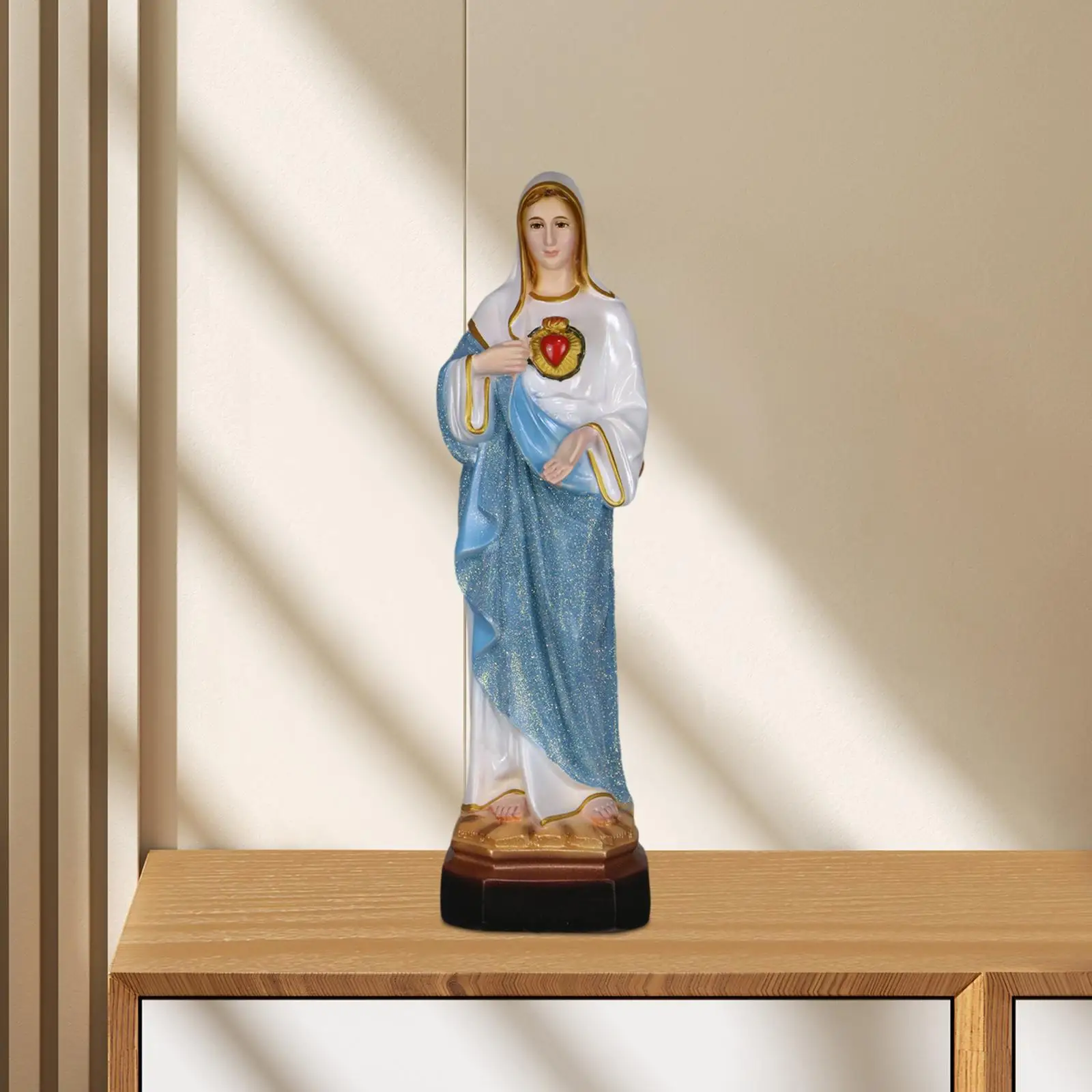 Holy Mary Figure 13.78 inch Tabletop Display Collection Crafts Religious Gifts Decorative Catholic Statue for Shelf Home Office