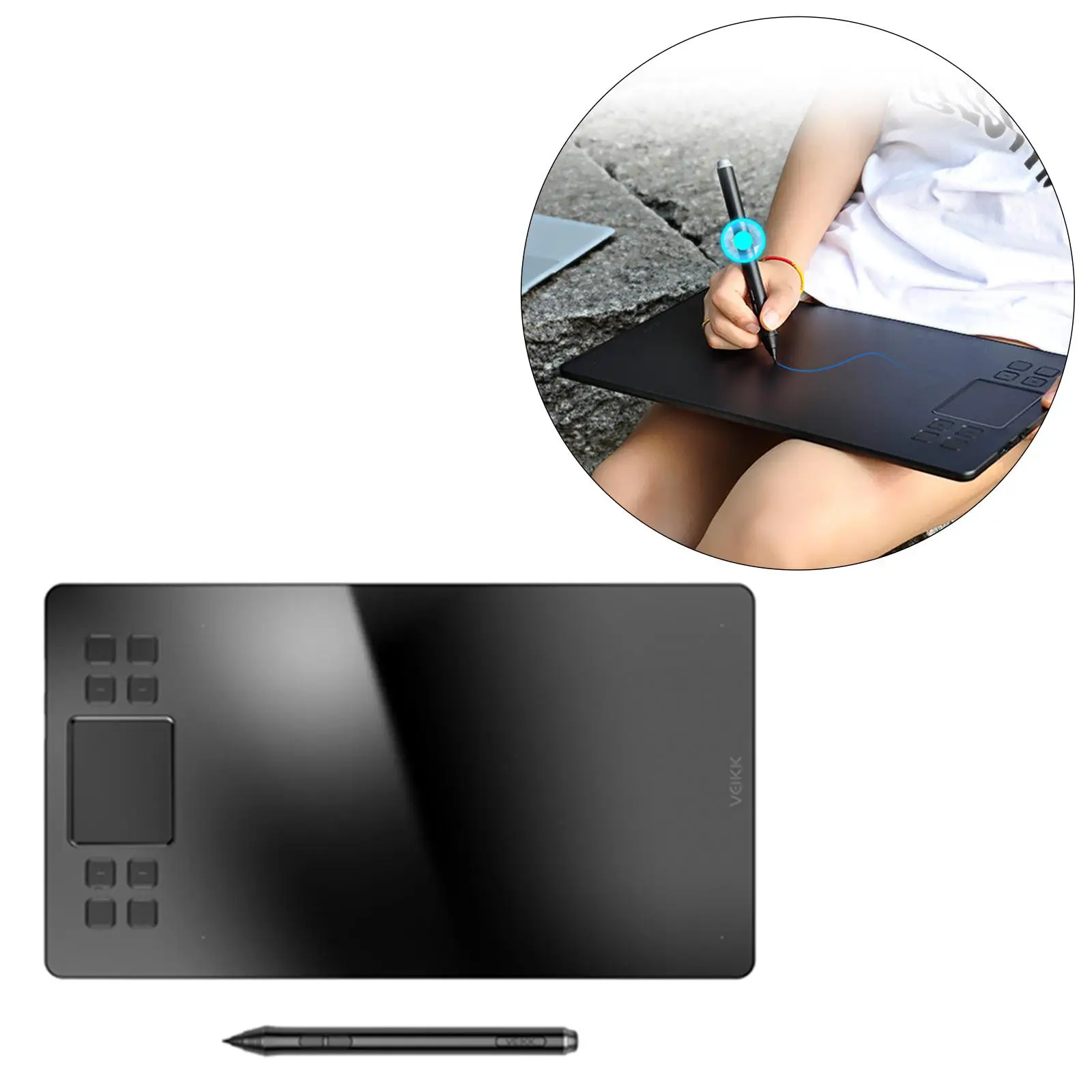 Graphics Drawing Tablet w/ Passive Pen Keys 10x6 inch Active Area