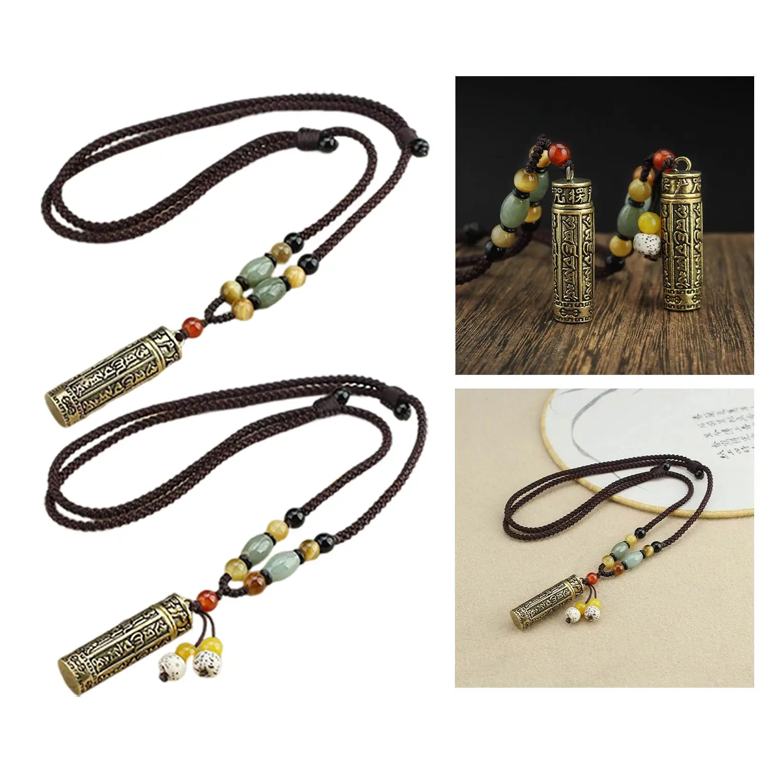 Tibetan Gawu Box Pendant Necklace Decor Tibet Amulet Buddhist Women Men Urn Necklace