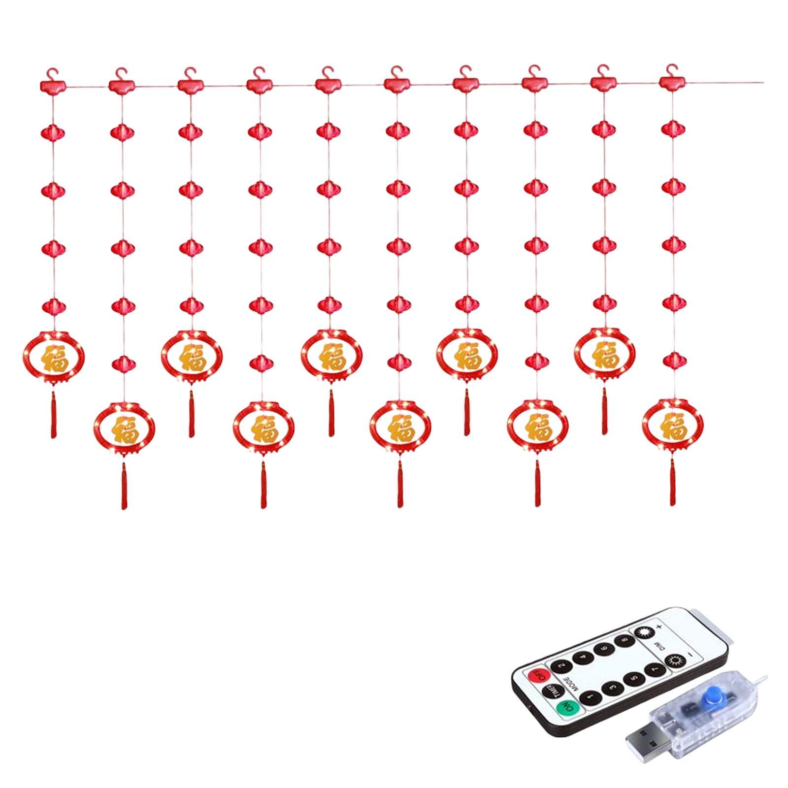 Spring Festival Hanging Lighting with Remote Control New Year LED Chain Lights for Home