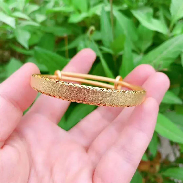 Вьетнамский твердый золотой браслет, Женский долговечный браслет спокрытием 24-каратным золотом, роскошный браслет из чистого золота симитацией золота