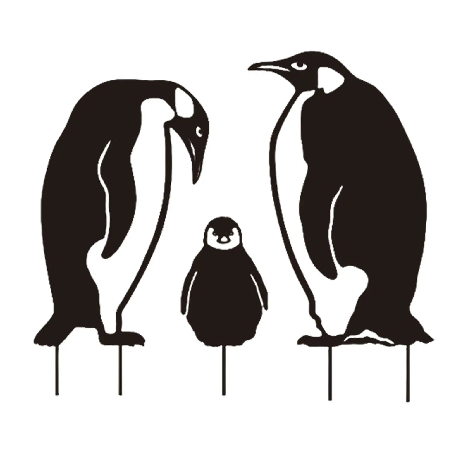 3 Pieces Penguin Crafts Yard Sign Figures Iron Garden Stakes Artificial Animal