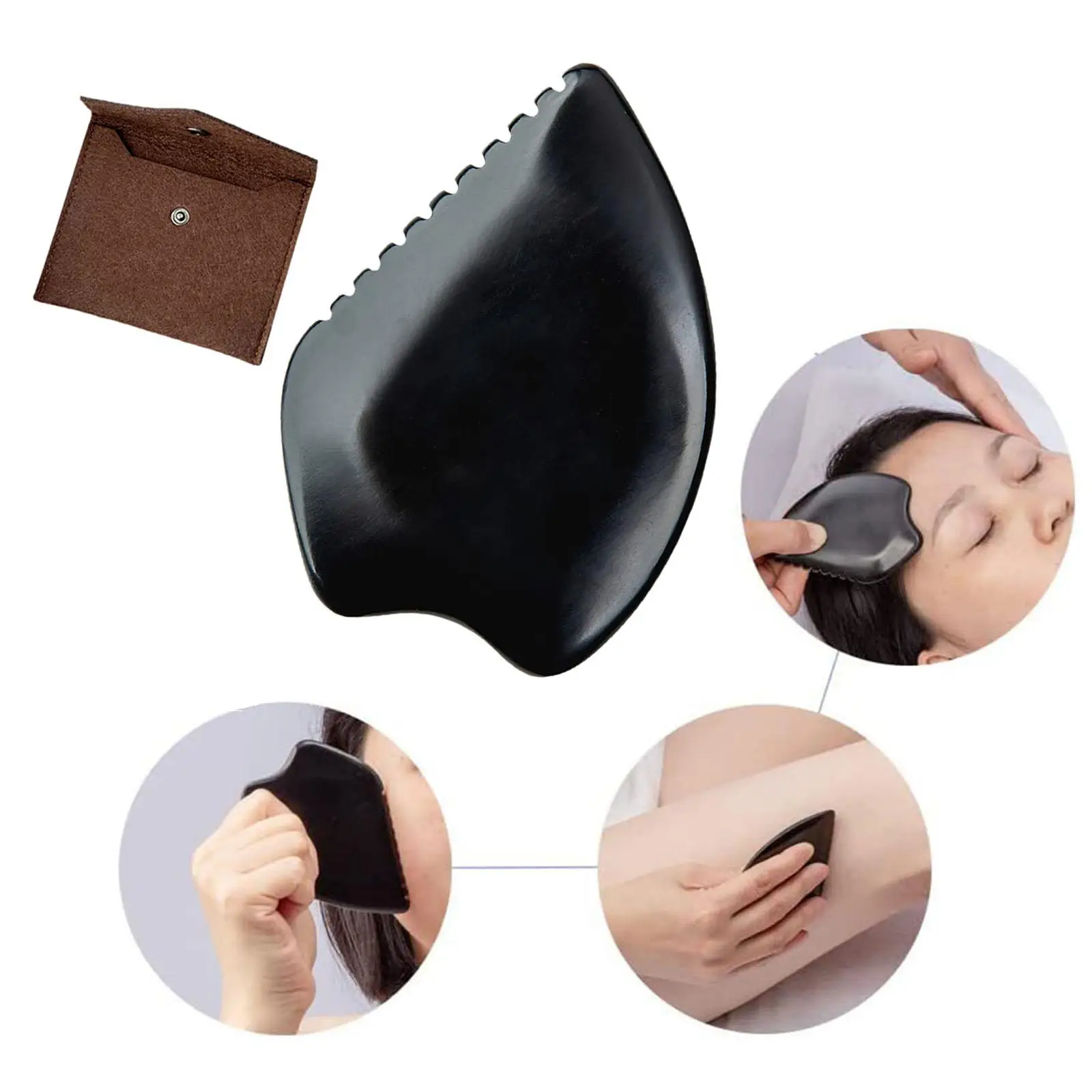 Scraping Board Bianstone Pain Treatment Relieve Muscle Tensions Massage Scraper Head Comb for Shoulders Feet Body Health SPA