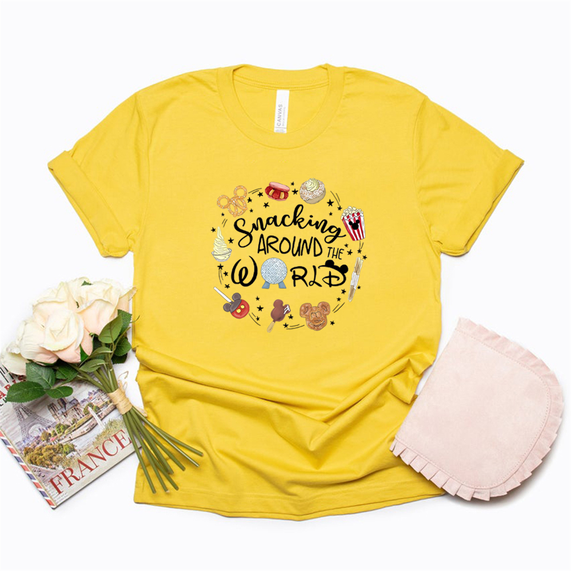 Snacking Around The World T-Shirt Epcot T-Shirt Unisex T-Shirt Kurzarm Grafik T-Shirts Passende Shirts Casual Tops T-Shirts – Detail 6