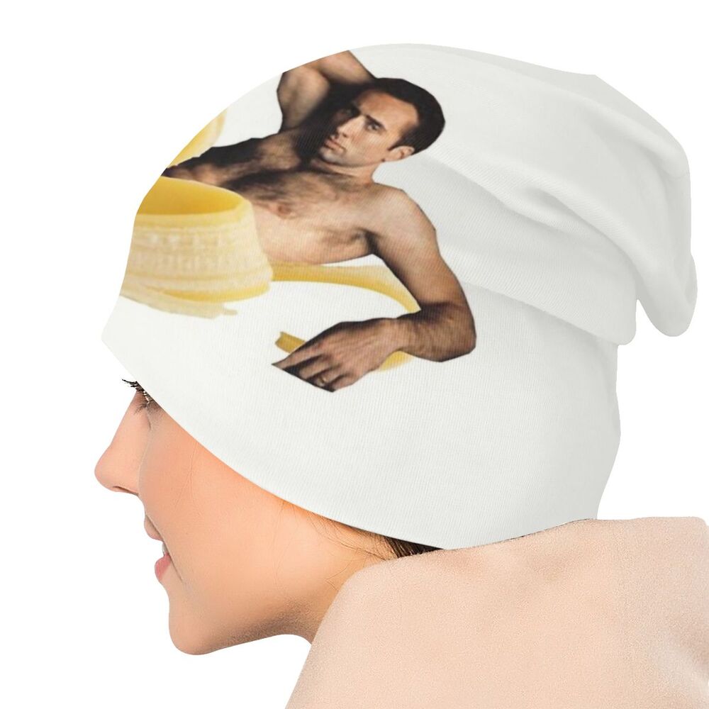 Benutzerdefinierte Nicolas Cage In A Banana Bonnet Beanie Strickmütze Männer Frauen Hip Hop Unisex Lustige Meme Warme Winter Skullies Beanies Cap – Detail 5