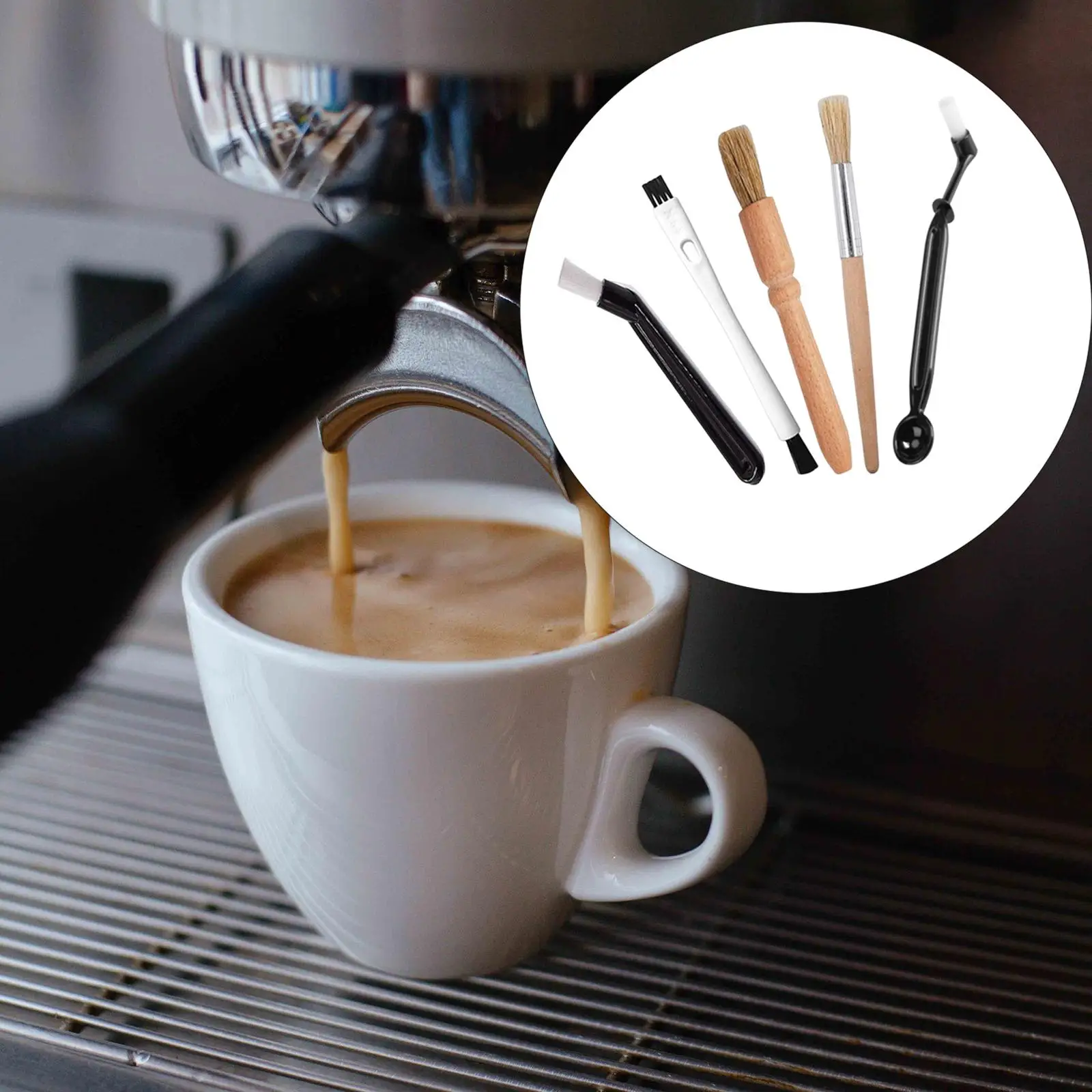 Professional Coffee Brush Wooden Brush Coffee Cleaning Brush Coffee Machine Brush for Kitchen Home Bar Household Cafe