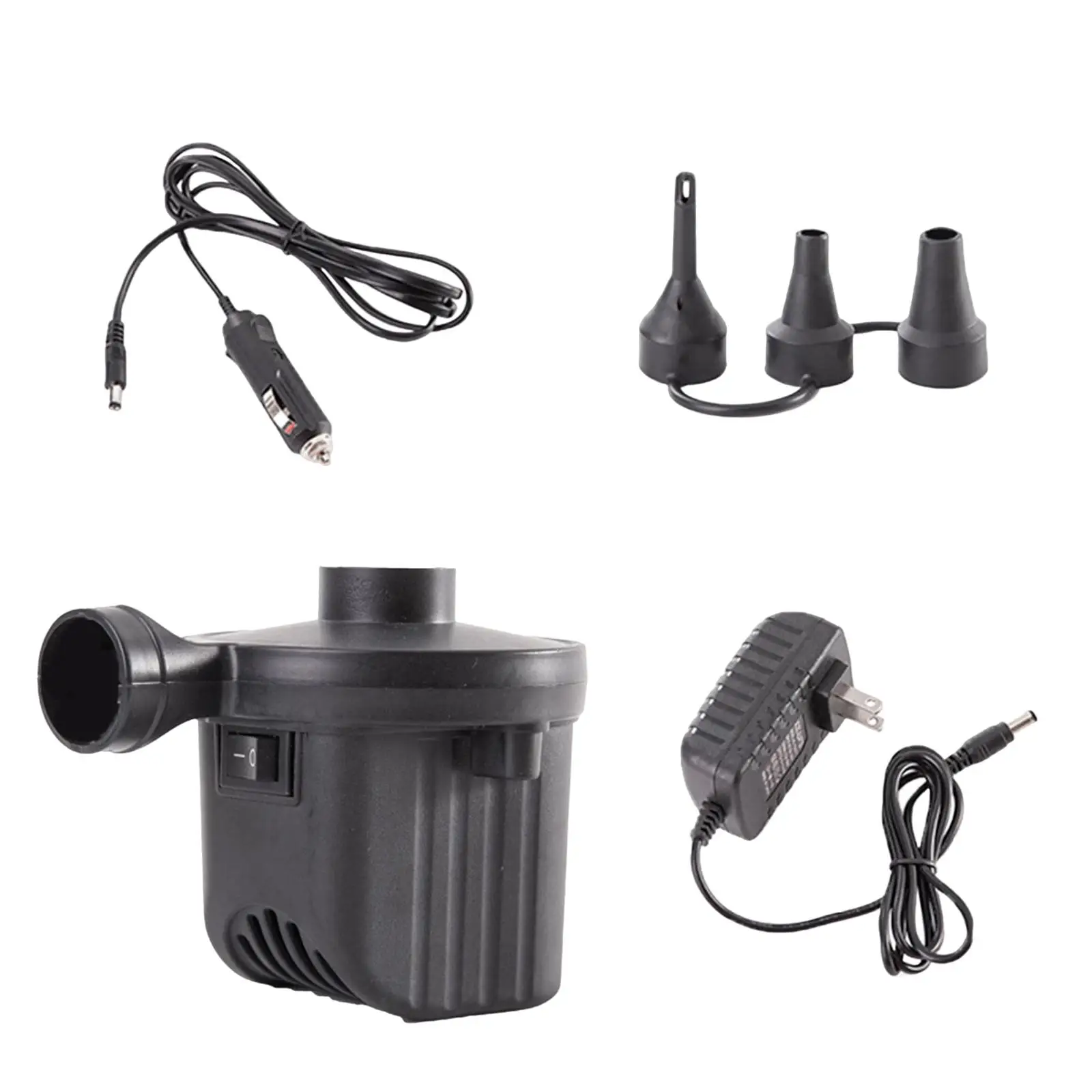 Portable Electric Air Pump with 3 Nozzles, Airbed Air Boat Deflatable Inflatable