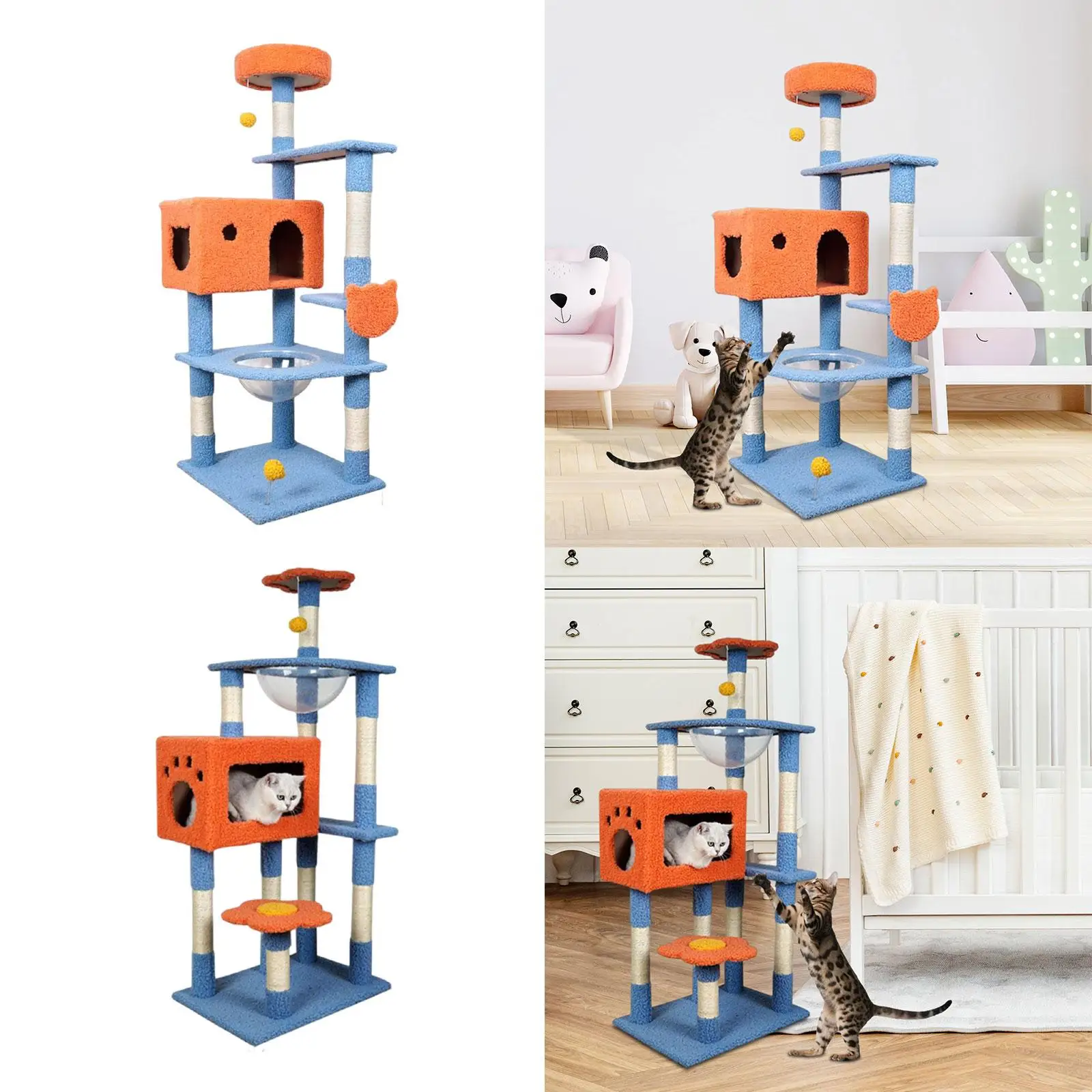 Multi Layer Scratching Post Kitten Jumping Toys Grind Claws Activity Center Condo Rest Cat Tree Climbing Frame Tower for Kitty
